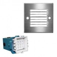 Φωτιστικό Χωνευτό Τετράγωνο με Γρίλιες LED 0.6W 230V 3100K Θερμό Φως Αλουμινίου Inox 9621 IP54